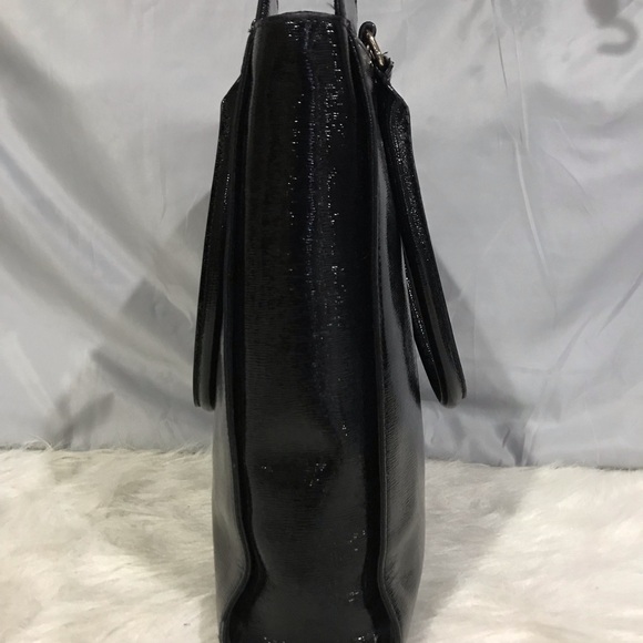 Vintage Kate Spade Black Patent Leather Long Tall Tote Shopper Bag Rare - Picture 9 of 16